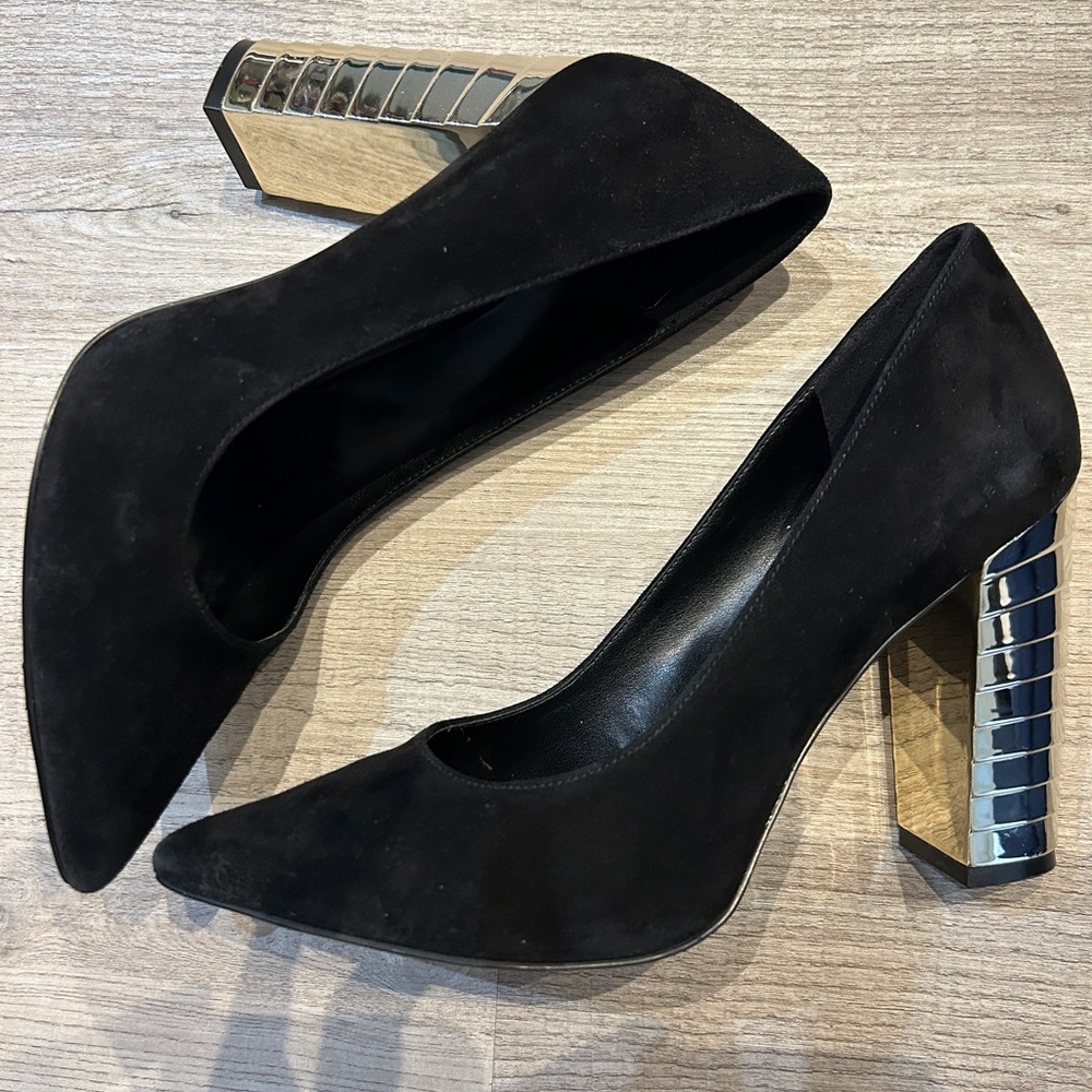 Nine West Black Suede Block Heel 7.5
